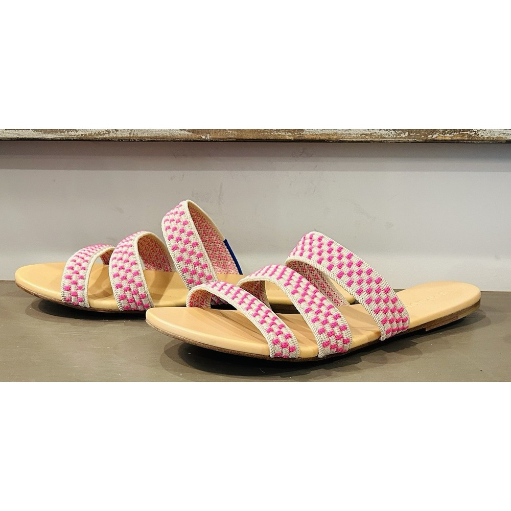 Rothy's Hot Pink Basket Stitch Triple Band Sandals Size 9.5 EUC - Picture 4 of 9